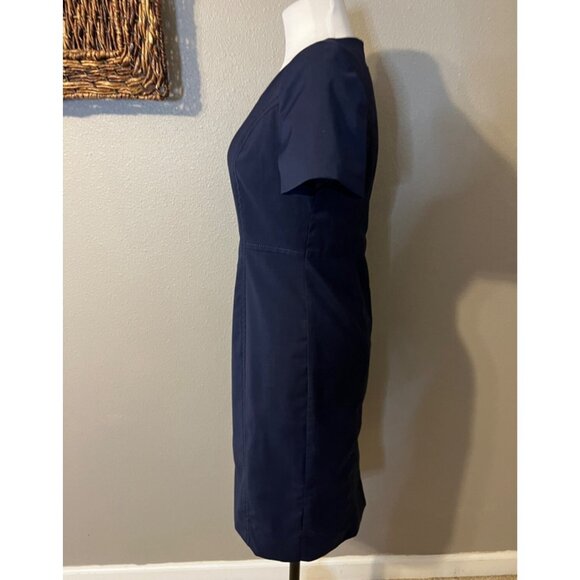 Brook Taverner Dress Stretch 10 EU 8 US Wool Short Sleeve Navy Blue NEW NWOT - Picture 4 of 10